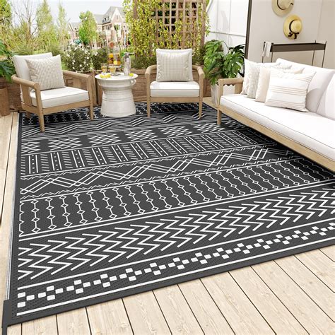 black white patio rug|black white outdoor rug 8x10.